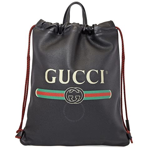 gucci black leather drawstring backpack|gucci bag backpack women's.